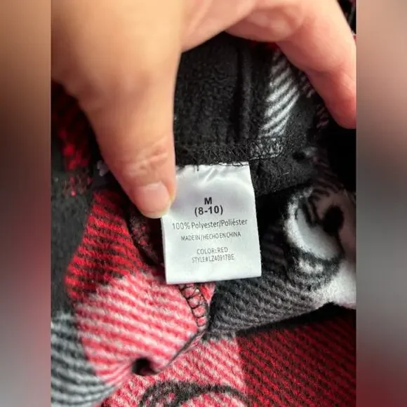 Disney‎ Mickey Mouse Med Red Black Plaid Lounge Pajama Pants Travel Vacation - Picture 6 of 7